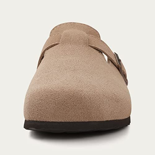 KIDMI Genuine Suede Clogs for Women Cork Footbed Sandals Leather Mules Potato Shoes with Arch Support view 5