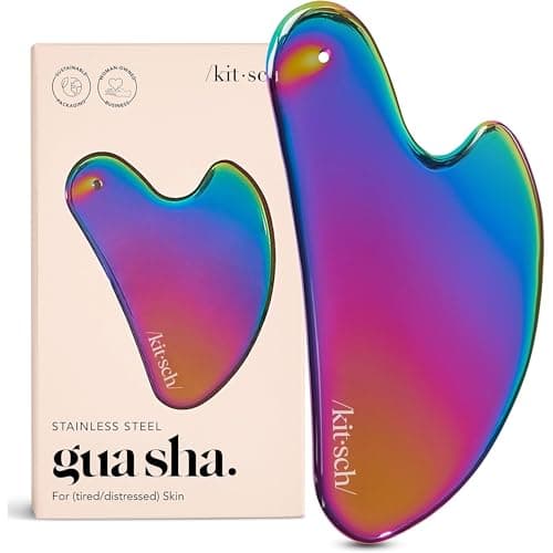 Kitsch Stainless Steel Gua Sha Facial Tools - Guasha Tool for Face, Face Sculpting Tool, Jawline Shaper, Double Chin Reducer Gua Sha Tools, Lymphatic Drainage Massager, Facial Skin Care, Iridescent view 1