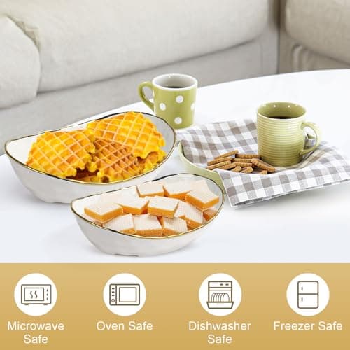 OdoVow White Fruit Bowl with Gold Metal Stand, 3 Tier Modern Ceramic Fruit Bowl Fruit Rack for Kitchen Counter, Tiered Fruit Basket for Snacks Bread Candy Storage (White,3 Tier) view 5