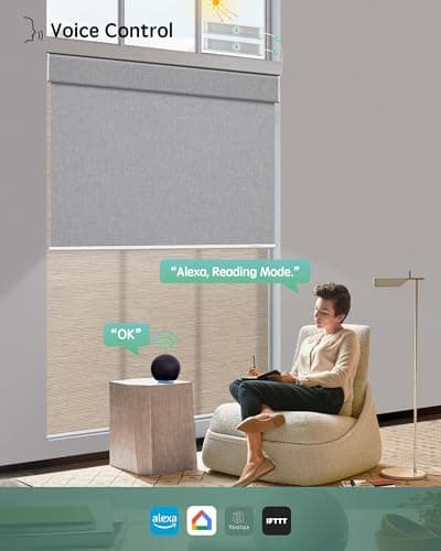 Yoolax Smart Dual Roller Shades, Motorized Blinds with Remote Smart Blinds Compatible with Alexa, Automatic Dual Shades for Windows Bedroom Living Room (Customize) view 4