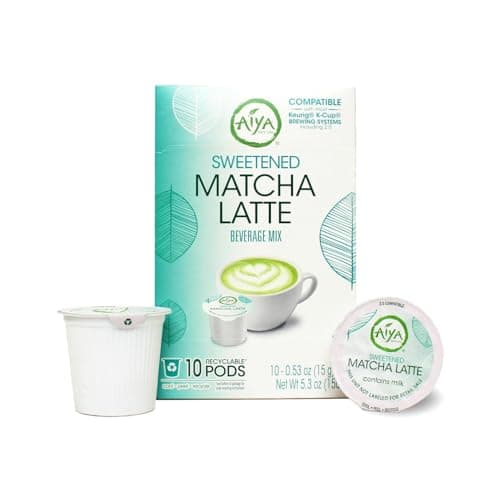 Aiya Creamy Matcha Latte Pods - Authentic Matcha with Rich Notes of Vanilla, Convenient Single-Serve Pods (10 Count, Sweetened) view 1