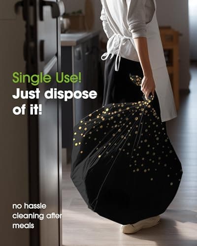 Pureegg Plastic Table Cloth Disposable 10 Pack, 54 x 108 Inch, Table Runner Style, Graduation Decorations 2026, Party Tablecloths, Rectangle, Plastic Cover, Leakproof & Sturdy, Black Gold view 5