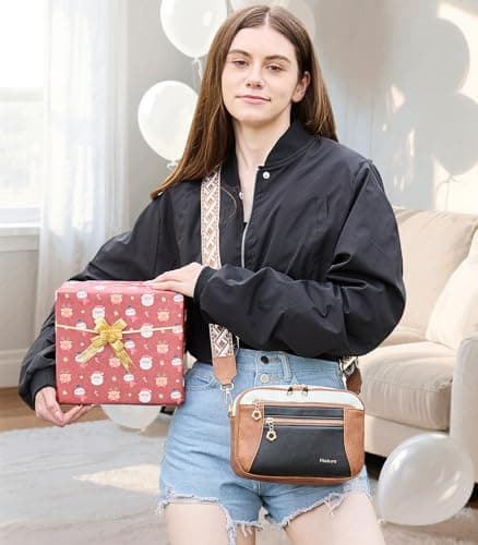 Crossbody Purse for Women Small Crossbody Bags Trendy Vegan Leather with Adjustable Shoulder Straps Gift for Mother Wife Mom view 3