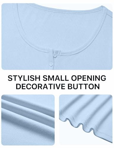 JUSTFASHIONNOW Womens Short Sleeve Tops Stretchy Henley Scoop Neck Fitted Casual Basic Ribbed T-Shirts 2026 Summer Trendy view 6