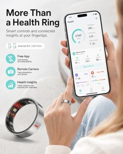 Smart Ring for Women Men, Health Ring for Android & iOS No Subscription | 24/7 Heart Rate Blood Pressure Monitor, Sleep HRV Stress Tracker, IP68 Waterproof Step Calories Fitness Ring Tracker view 5