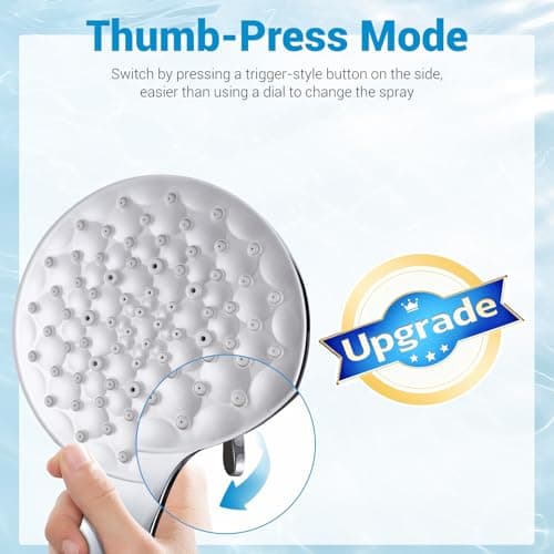 dual shower head with handheld combo,8.6 inch Rainfall showerhead,6 settings hand held shower heads with hose (Chrome) view 4