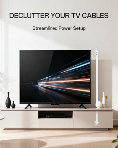 Electrical Outlet Extender with Adjustable Sticks 8"-56", 4-Way Flat Plug for Different Wall Sockets, Features 2AC Outlets, 2USB-A, 1USB-C for Hard-to-Reach Outlets Behind Couch Nightstands Desks TV view 3