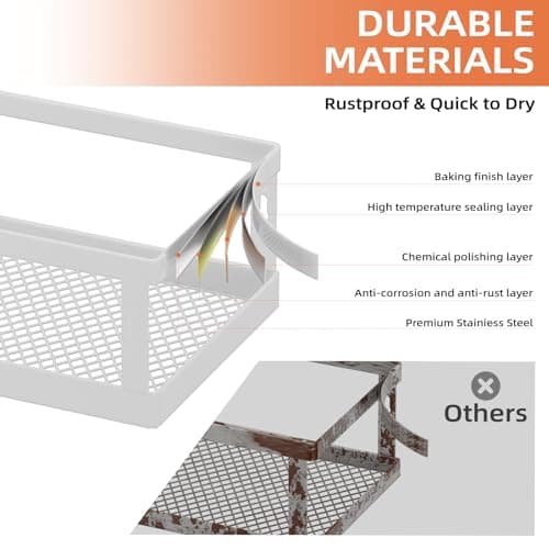 Umomi Over The Door Pantry Organizer, 8 Pack Spice Rack Wall Mounted & Hanging Storage Baskets Organizer Wall Mount, Large Capacity Metal Spice Shelf for Kitchen Cabinet, Bathroom, Shower, Home Decor view 5