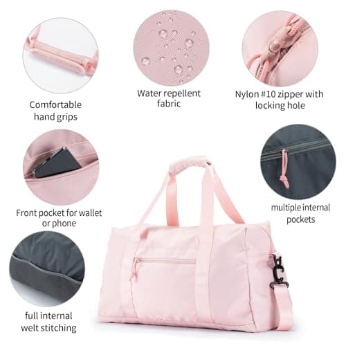 Travel Duffle Bag,Sport Gym Bag for Men And Women with Wet Pocket,Weekender Bag Carry On Tote Bags for Airplane PINK view 5