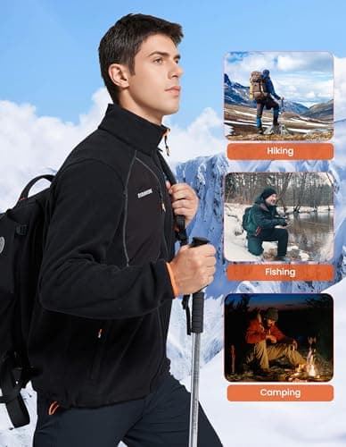 DURAWERK Fleece Jacket Mens Full Zip Lightweight Winter Jackets for Men Casual Outwear with Pockets for Hiking & Work view 6