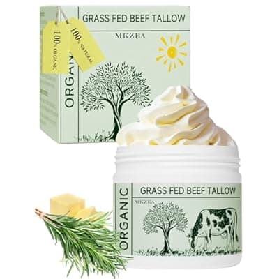 Beef Tallow, Tallow Face Moisturizer, Beef Tallow for Skin, Unscented 100% Organic Beef Tallow Blam Grass Fed Finished Whipped Tallow Face Cream Moisturizer Body Lotion Skin Care for Sensitive Skin