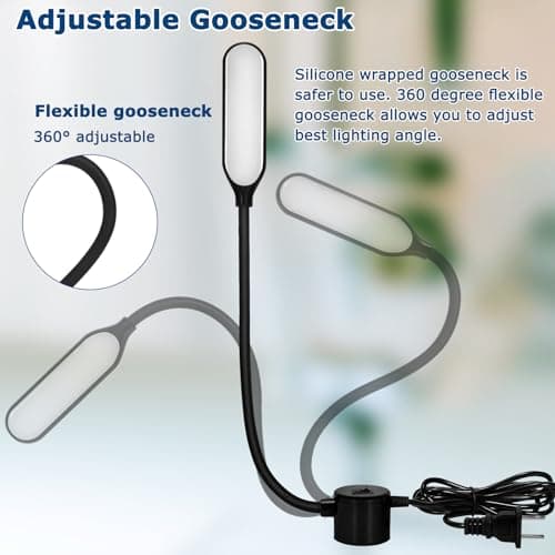 HengBo Sewing Machine Light, 30 Led Flexible Gooseneck Work Light with Magnetic Mounting Base, 6000K Daylight Workbench Lamp for Lathes, Drill Presses, 3D Printer - Black view 5
