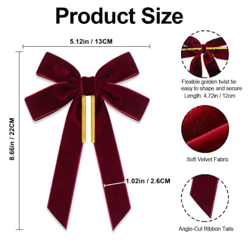 BAOXUE Velvet Bows for Christmas Tree view 2
