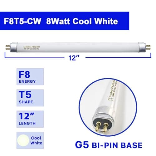 Konideke 8 Pack F8T5/CW Fluorescent Bulbs, T5 12 inch 8 Watts Under Cabinet Light Bulb Cool White, G5 Mini Bi 420 Lumen view 4