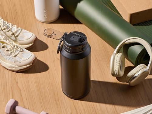 ZULU Powerfill Pro 64oz Half Gallon Stainless Steel Water Bottle with Quick Fill Lid, Triple Walled Vacuum Insulated Metal, Leak Proof Locking Lid, Sip and Chug, Reusable BPA Free, Black Monochrome view 2