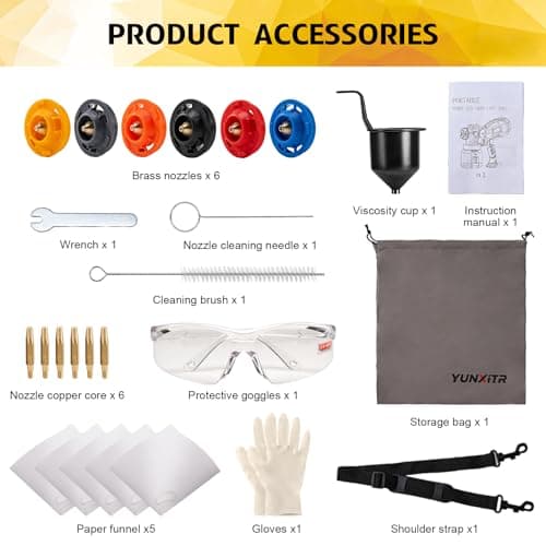 YUNXITR 1200W HVLP Paint Sprayer, High Efficiency Electric Spray Paint Gun with 6 Nozzles, Variable Patterns, 40.58 oz Detachable Container, Easy to Clean for Home Improvement Projects (Yellow) view 4