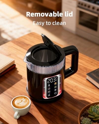 Auriswell Electric Tea Kettle with Temperature Control, Glass smart Water Boiler for Tea, Coffee & Boil, Automatic Shut Off, 12h Keep Warm & One-Touch 6 Presets view 5