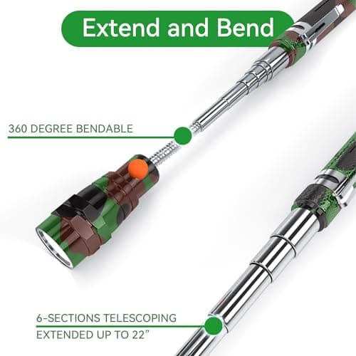 LED Magnetic Pickup Tools, Telescoping Magnetic Flashlights with Extendable Magnet Stick, Cool Gadgets Gifts for Him Adults, Birthday Gifts for Men, Dad, Camouflage view 4