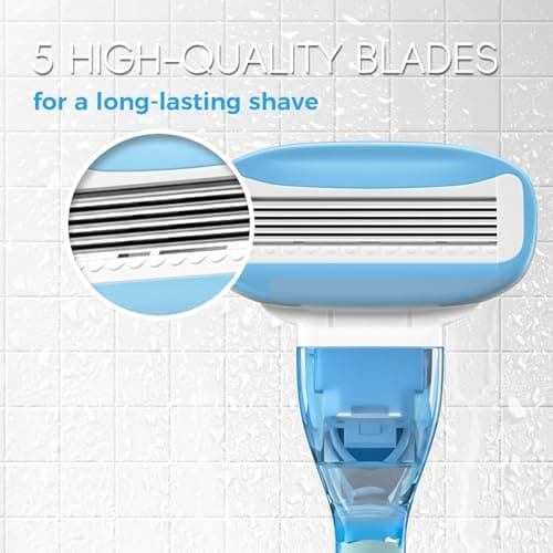 HEYAXA Razors for Women with 4 Razor Refills and 1 Non-Slip Handle, Womens Razors for Shaving with Organic Lubricating Strip, Disposable Razor with 5 Blades view 6