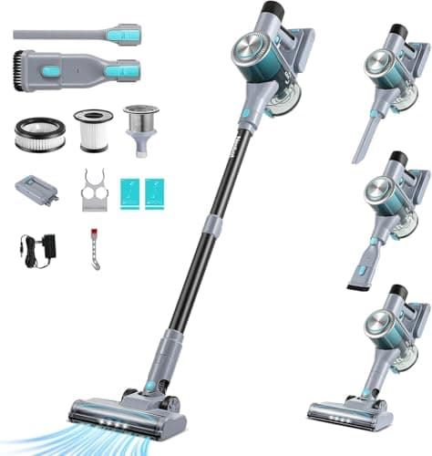 Neobot 8-in-1 Cordless Vacuum Cleaner, 45Kpa 500W Powerful Suction Lightweight Vacuum with 60Min Runtime, Anti-Tangle, Wall Mount Charging for Pet Hair, Hardwood Floors, Carpets & Stairs