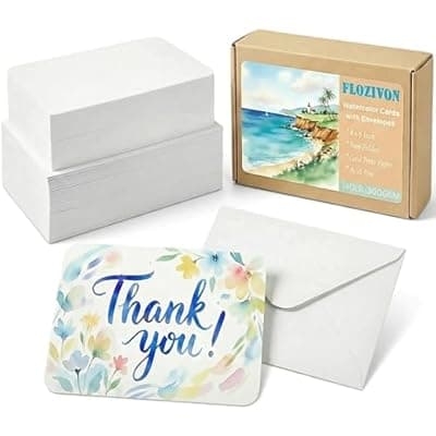 25 Sets Watercolor Paper, 4x6 Inch Watercolor Cards with Envelopes, 140lb/300gsm Water Color Paper, Art Supplies for Adults Kids, Cold Press Textured Cotton Sheets, Artist Painting Drawing Postcards