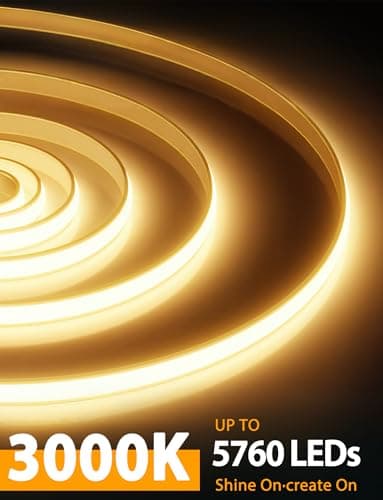 Lamomo COB LED Strip Lights 65.6Ft, Warm White Outdoor Led Rope Light, Waterproof Flexible Silicone Cuttable 3000K Neon Led Lights for Bedroom Garden Commerica Holiday Decor, CRI90+, AC 120V view 2