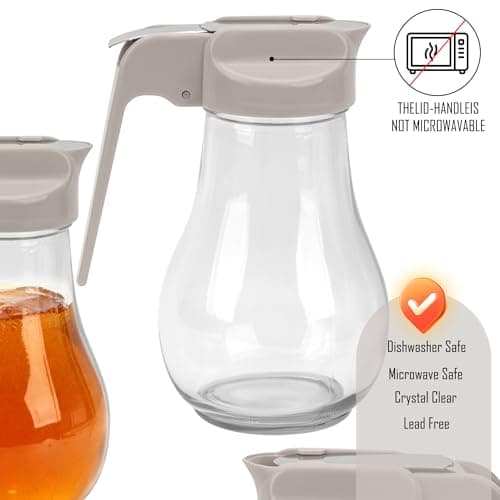 Junverelle 13 oz Glass Syrup Dispenser with Retracting Spout, Easy Pour Maple Syrup Bottle with Handle, No Drip Honey Dispenser for Kitchen, Clear Glass Pitcher for Pancakes & Waffles, Coffee view 4