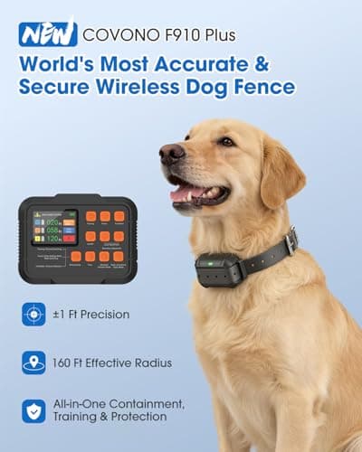 COVONO 3-in-1 Wireless Dog Fence – Master of Precision ±1Ft, Outdoor Electric Fence with Indoor Barrier & Remote Training, IPX7 Waterproof Collar, Beep Vibration Shock Correction, for Dogs 10+ lbs view 2