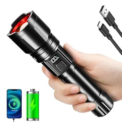 Hriovs Rechargeable LED Flashlight 99000 High Lumens, Powerful Tactical Flashlights with 6 Modes, IPX7 Waterproof, Zoomable, Super Bright for Home Outdoor Emergency Camping