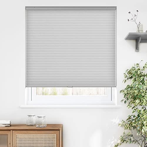 LazBlinds Cordless Cellular Shades, Light Filtering Honeycomb Shades for Home, Thermal Insulation Noise Reduction Blinds for Windows, 24'' W x 64'' H, Grey view 2