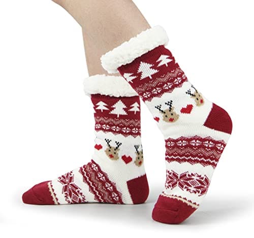 BenSorts Women Winter Thick Slipper Socks with Grippers Non Slip Warm Fuzzy Socks Christmas Gifts view 4