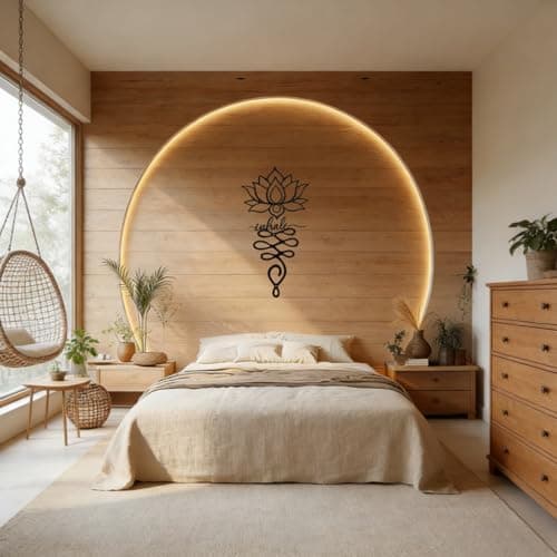 JBCHUCI Lotus Flower Wall Decor - 23.7”x12.6” Black Metal Yoga Meditation Wall Art, Boho Zen Sculpture for Home Living Room, Bedroom, Office, Spiritual Gift & Mindfulness Decor for Yoga Lovers view 3