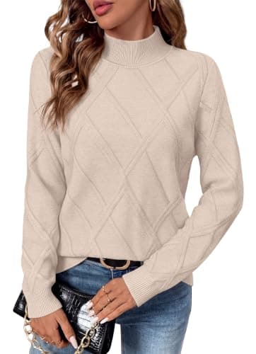 Sipaya Mock Neck Fall Sweaters for Women Cable Knit Sweater Fall Outfits view 4