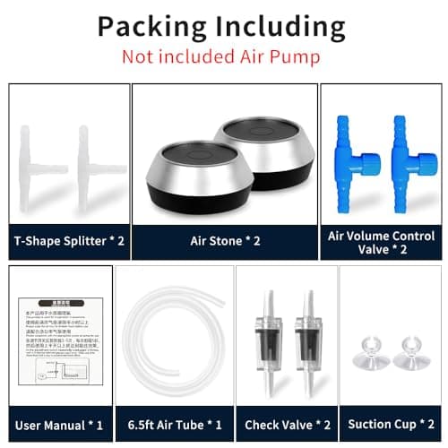 4.7 Inch Aquarium Air Stone Disc Bubble Diffuser Release Tool with 6Ft Air Tube, 2 Pieces Air Stones Oxygen Diffuser for Fish Tank, Ponds & Circulation System, Check Valve Hydroponic Aeration Bubbler view 4