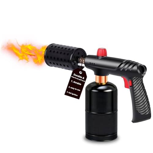 Seiyeje Powerful Propane Torch Gun, 3272°F Flame Thrower with Adjustable Flame & Safety Lock, One-Touch Ignition Kitchen Torch for BBQ, Searing Steak & Camping (Tank Not Included)