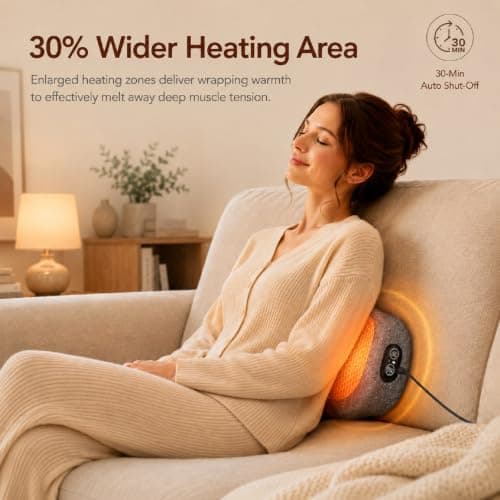 Upgraded 3-in-1 Lumbar Support Pillow, Back Massager with Heat & Traction view 4