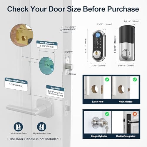 Smart Deadbolt, SMONET Fingerprint Electronic Deadbolt Door Lock with Keypad-Bluetooth Keyless Entry Front Door Digital Keypad App Control, Ekeys Sharing, App Monitoring Auto Lock for Homes and Hotel view 3