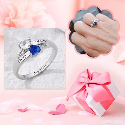 Personalized 2 Birthstones Rings view 4