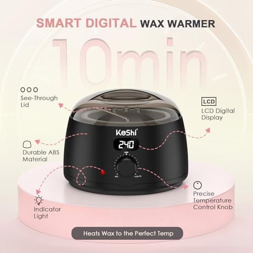 KeShi Waxing Kit for Women and Men, Digital Wax Warmer with 6 Bags Hard Wax Beads, at-Home Hair Removal Wax Kit for Full Body, Face, Eyebrow, Bikini, Legs, Brazilian Sensitive Skin view 5
