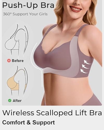 Gailife Scalloped Lift Bras Women Soft Jelly Push Up Wireless Bra Supportive V Neck No Underwire Seamless Tshirt Bralettes view 4
