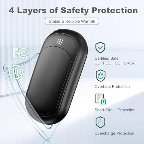 AI Electric Hand Warmers Rechargeable 2 Pack, 6400mAh Pocket Size | Rechargeable Hand Warmers: 3-Second Heating, 3 Heat Levels, LED Display and 4-Hour Recharge; Reusable for Travel or Hunting view 4