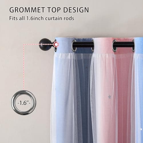 XiDi Blackout Curtains for Girls Bedroom Decor, Ideal for Kids Room with Unicorn Theme Princess Room Decor 84 inch Length Curtain 2 Panels Set Pink/Grey/Blue view 5