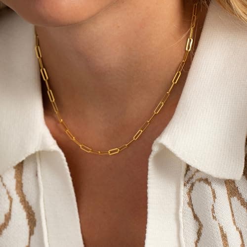 JNZSSWHJJH Gold Chain Necklace for Women - 18K Gold Plated Gold Chain Necklace Layered Herringbone Rope Snake Paperclip Chain Necklaces Dainty Gold Chain Necklace for Women Gold Jewelry Gifts view 4