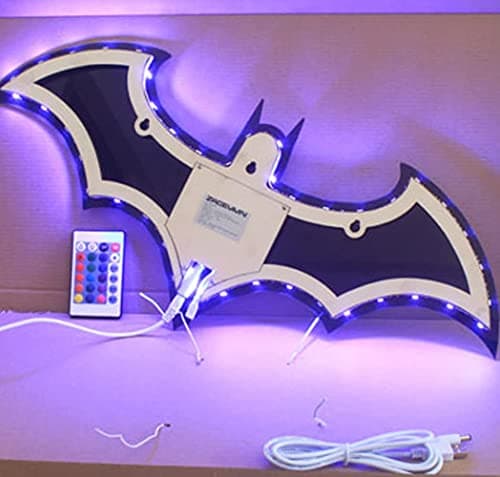 Bat Night Light Superhero LED Signal Cool Lamp with 16 Colors Remote Control Wall Sconce Acrylic Engraved Neon Sign Light Room Wall Decor for Bedroom Party Birthday Xmas Gifts (Black Bat) view 6