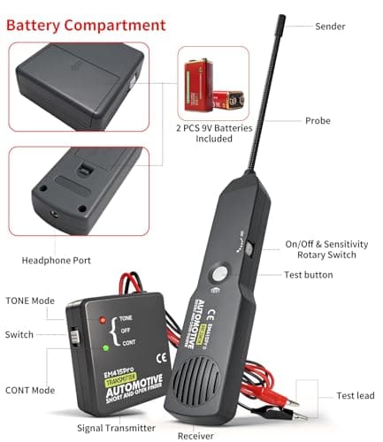 EM415Pro Wire Tracer Electrical Automotive Open & Short Finder, VEHLIVE 6-42V DC Circuit Tester Automotive Circuit Breaker Finder Fault Probe Wire Tracker Electrical Cable Tracer for Car, Boat,Trailer view 7