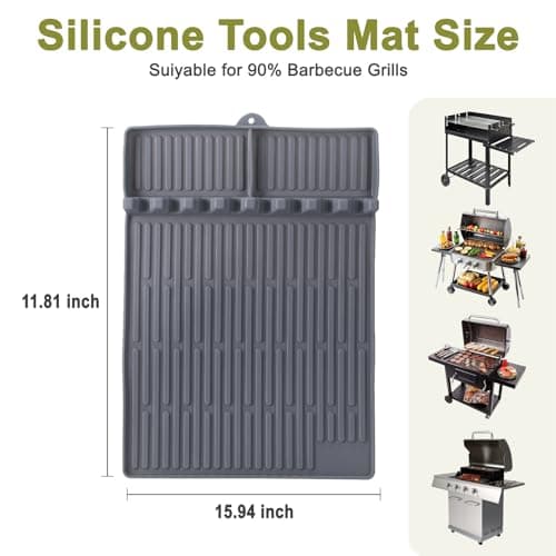 Silicone Grill Mat for Blackstone Silicone Griddle Tools Mat with Drip Pad Grill Pad for Outdoor Grill Kitchen Countertop (Gray) view 3