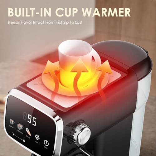 Plum chef Slim Design 20 Bar Espresso Machine with Milk Frother, Digital Temperature Display & 43oz Removable Tank, Compact Home Coffee Maker view 3