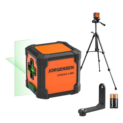 JORGENSEN Laser Level with Tripod, 65 FT Self Leveling Cross Line Laser Leveler Tool with 360° Magnetic Base, Green Laser Level for Picture Hanging, Home Renovation, Indoor Project — image 1