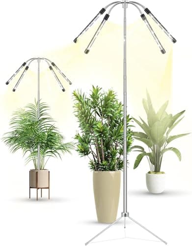 Grow Lights for Indoor Plants Full Spectrum,15-62 Inches Height Adjustable Dsektop and Standing Plant Growing Lights with Detachable Tripod Stand for Large and Small Plants, Auto On/Off Timer view 1