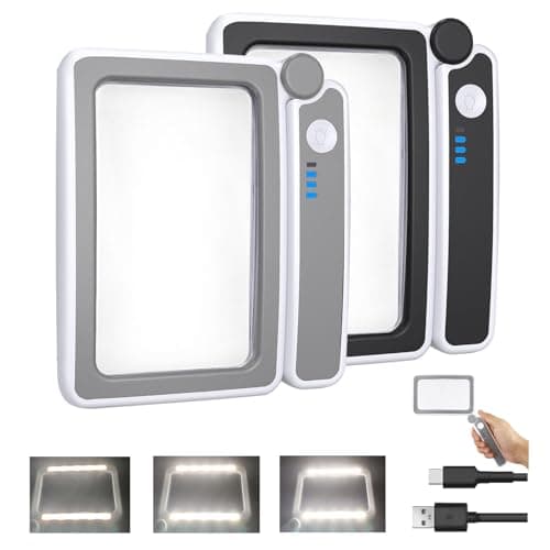 2 Pack Magnifying Glass with Light, Rechargeable Page Magnifier with 3 Light Modes Magnifying Glass for Reading Folding Handheld Lens with Clean Cloth Items for Grandma Grandpa Seniors Book Lovers — image 1